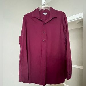 Kenneth Cole Maroon Mens Button Down
